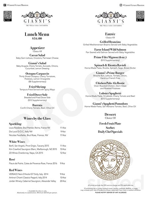 gianni versace mansion miami restaurant|giannis versace mansion menu.